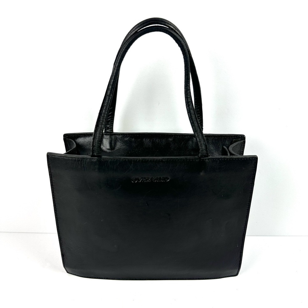 Overland Vintage Handbag Black‎ Leather Double Handles Made In USA Purse